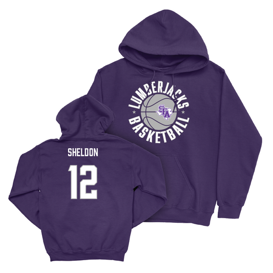SFA Men's Basketball Purple Hardwood Hoodie - Jaxson Sheldon Youth Small