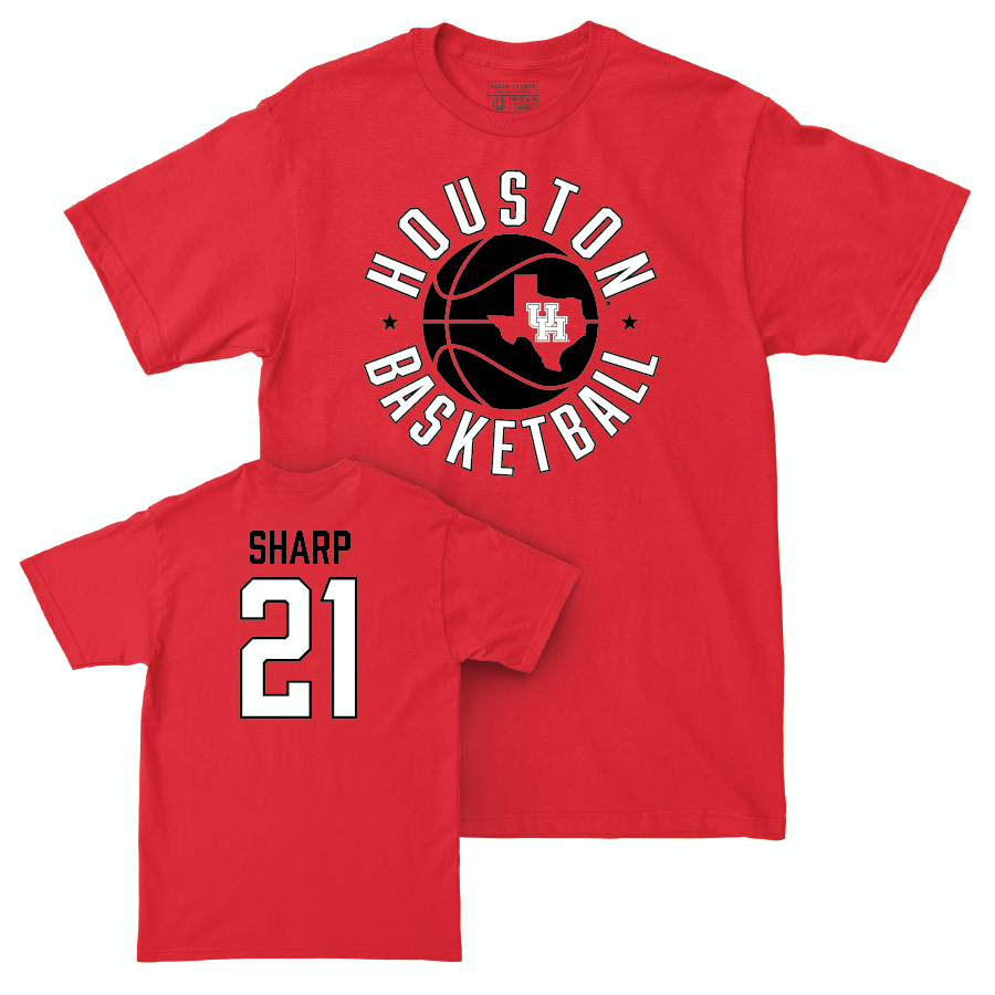 Houston Men's Basketball Red Hardwood Tee - Emanuel Sharp