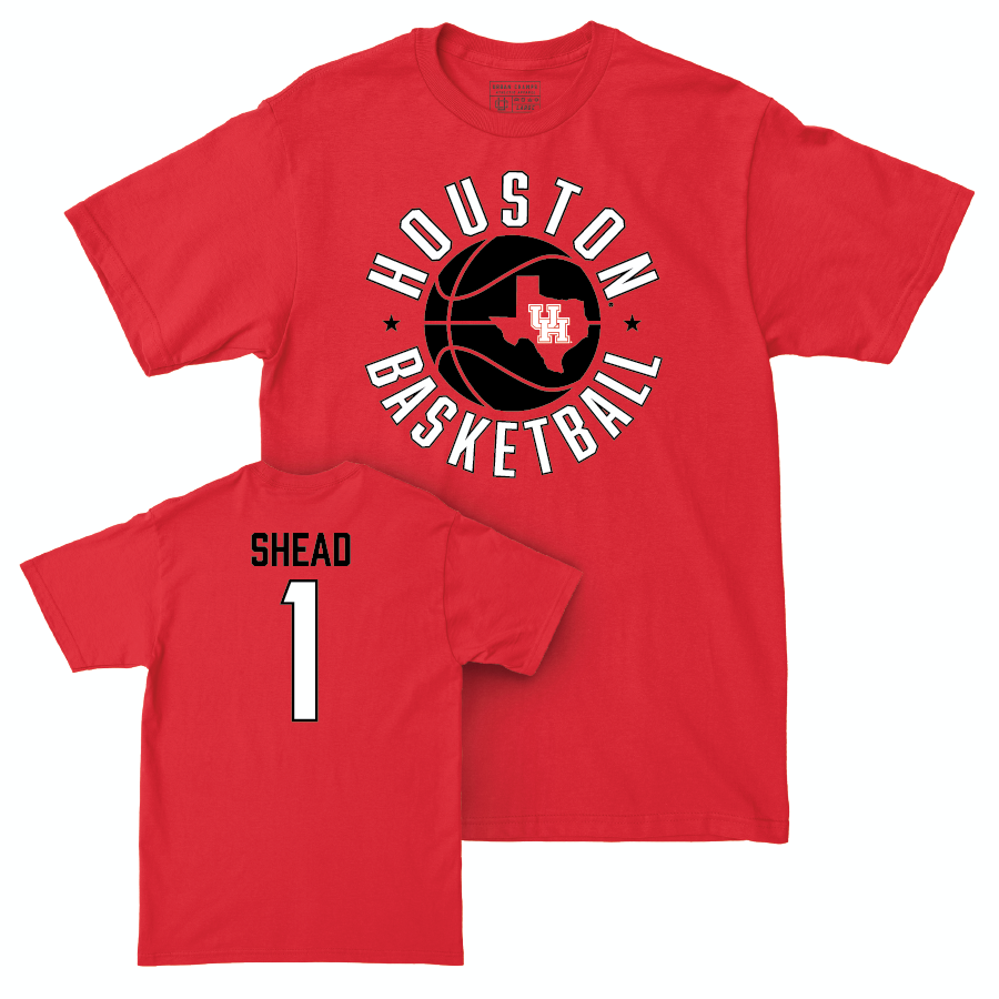 Houston Men's Basketball Red Hardwood Tee - Jamal Shead