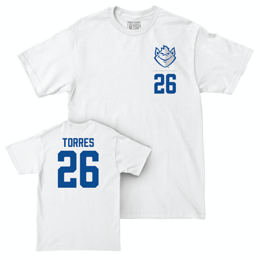 St. Louis Men's Soccer White Logo Comfort Colors Tee - Axel Torres Small