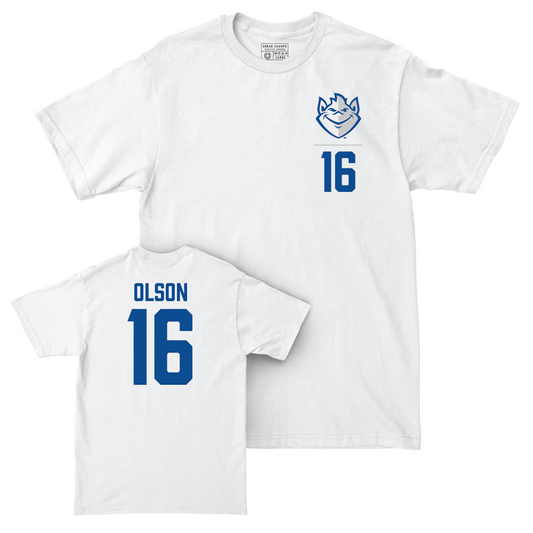 St. Louis Men's Soccer White Logo Comfort Colors Tee - Dylan Olson Small