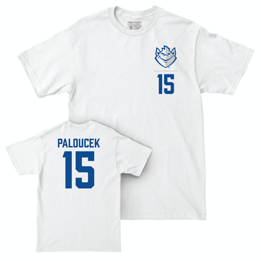 St. Louis Women's Soccer White Logo Comfort Colors Tee - Ellie Paloucek Small