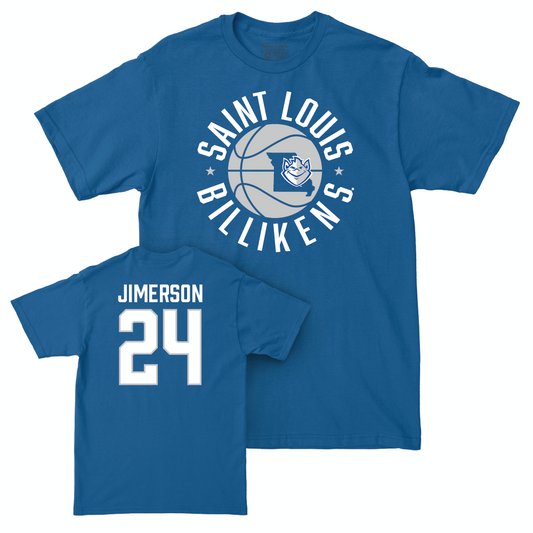 St. Louis Men's Basketball Royal Hardwood Tee - Gibson Jimerson Small