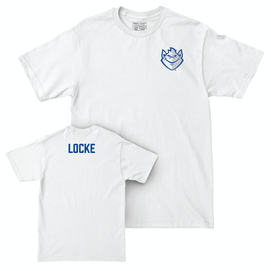 St. Louis Men's Swim & Dive White Logo Comfort Colors Tee - Jack Locke Small