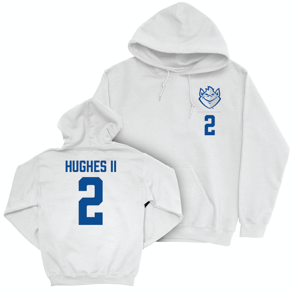 St. Louis Men's Basketball White Logo Hoodie - Larry Hughes II Small