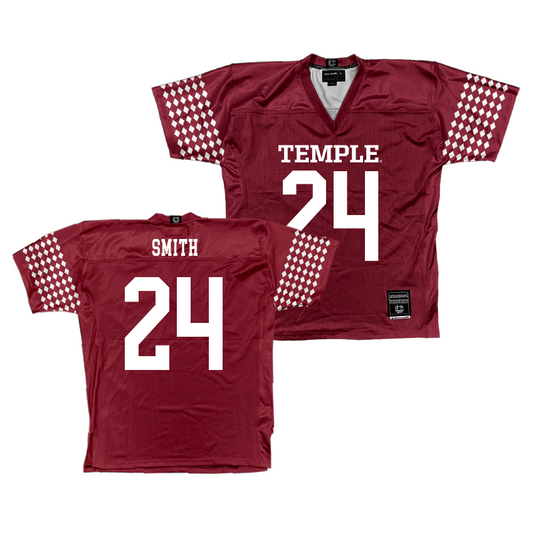Temple Cherry Football Jersey - Joquez Smith | #24
