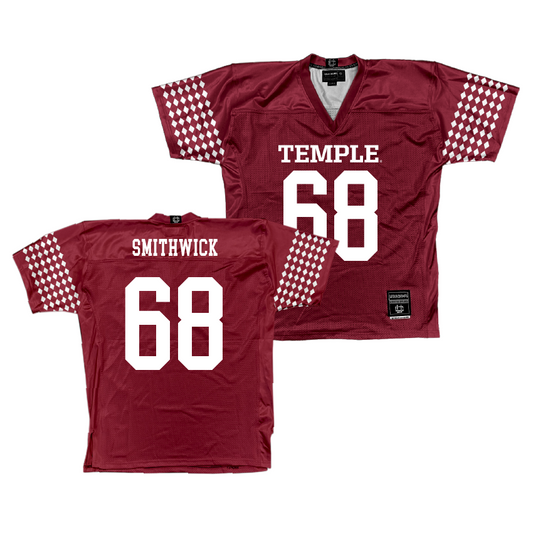 Temple Cherry Football Jersey - Kevin Smithwick | #68