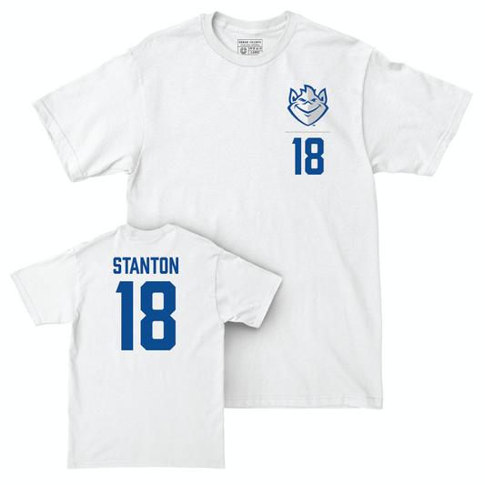 Saint Louis Men's Soccer White Logo Comfort Colors Tee  - Zach Stanton