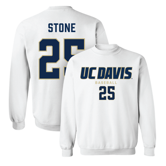 UC Davis Baseball White Classic Crew - Damian Stone