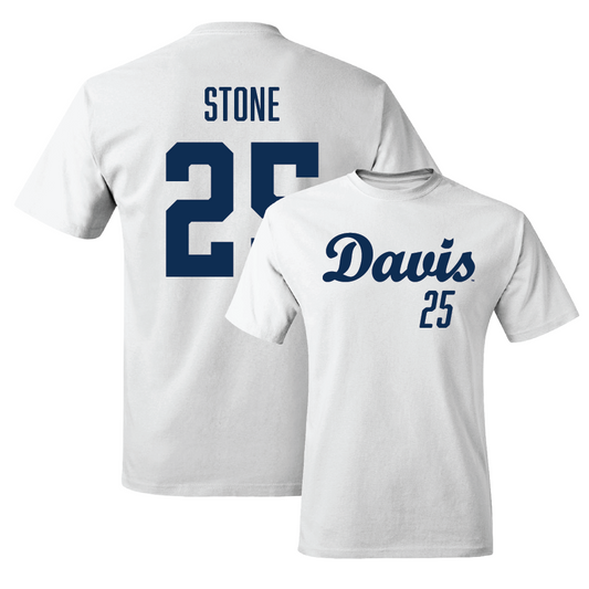 UC Davis Baseball White Script Comfort Colors Tee - Damian Stone