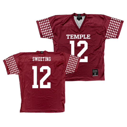 Temple Cherry Football Jersey - Darrell Sweeting | #12