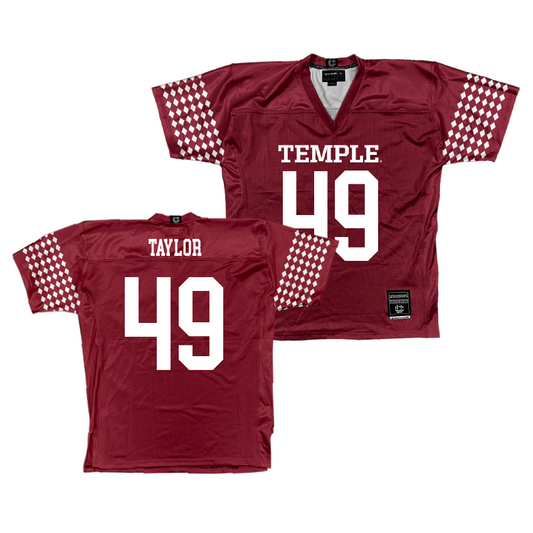 Temple Cherry Football Jersey - Brandon Taylor | #49