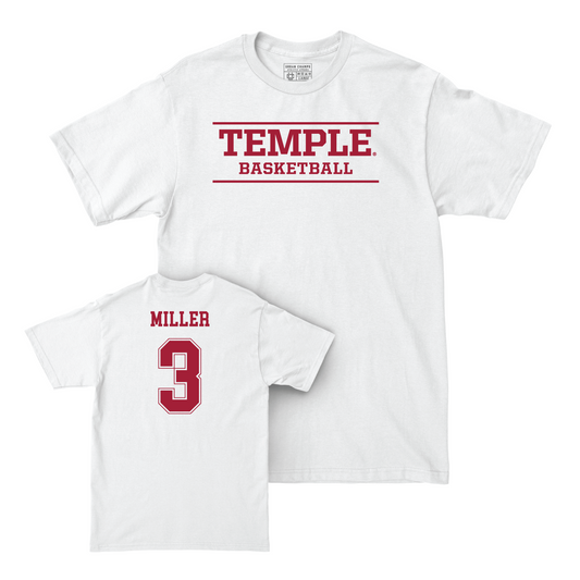 Men's Basketball White Classic Comfort Colors Tee - Hysier Miller Youth Small