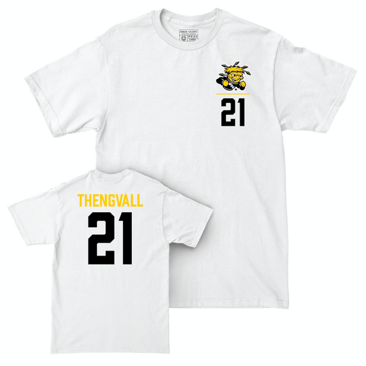 Wichita State Men's Basketball White Logo Comfort Colors Tee  - Henry Thengvall