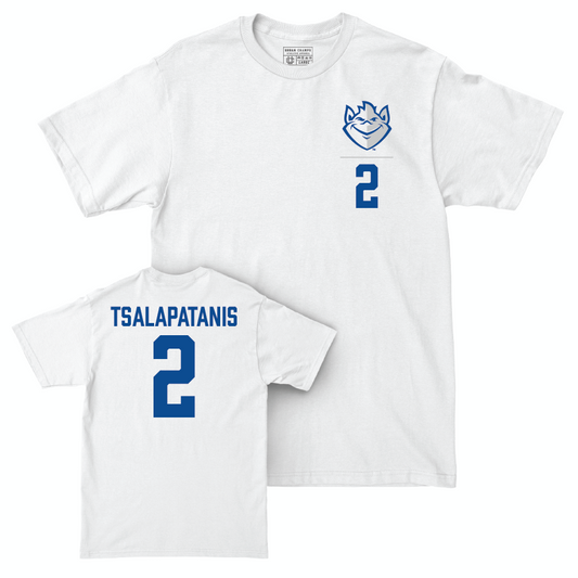Saint Louis Women's Volleyball White Logo Comfort Colors Tee  - Athena Tsalapatanis