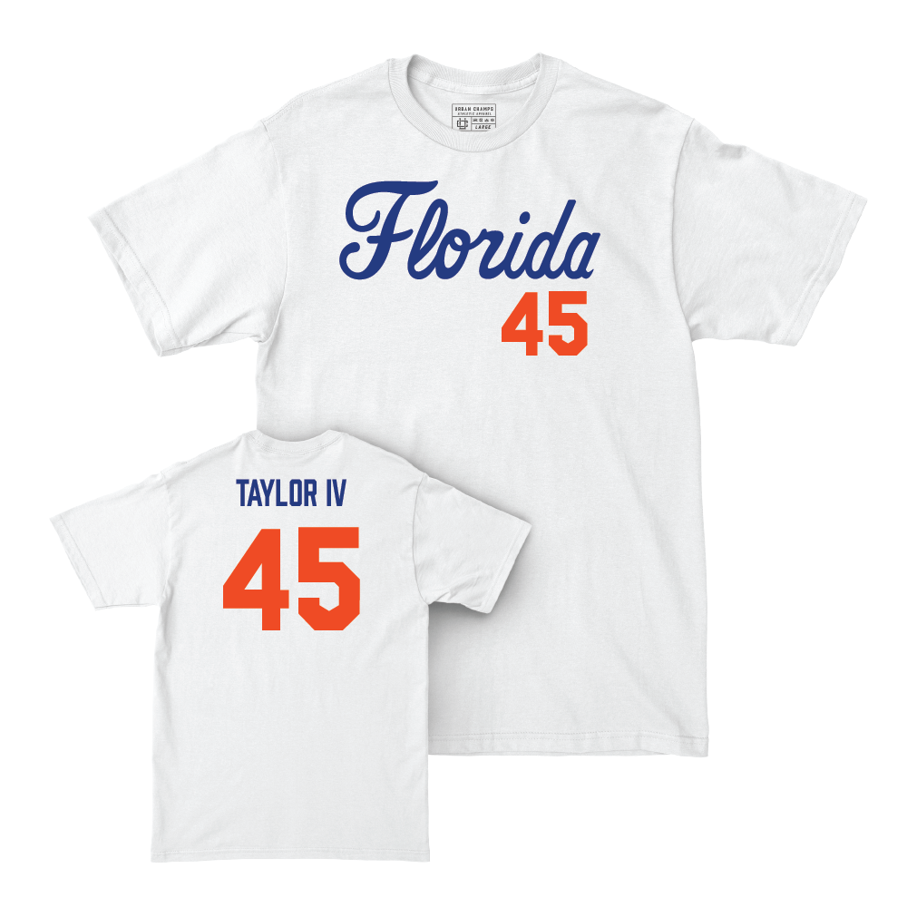 Florida Football White Script Comfort Colors Tee - Clifford Taylor IV