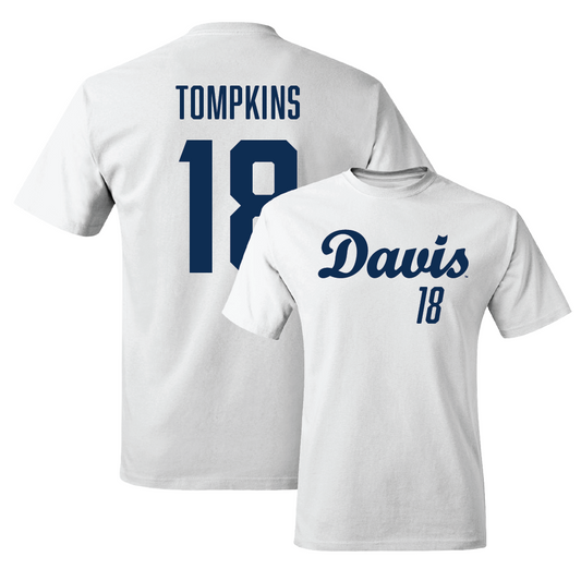 UC Davis Football White Script Comfort Colors Tee - Trent Tompkins