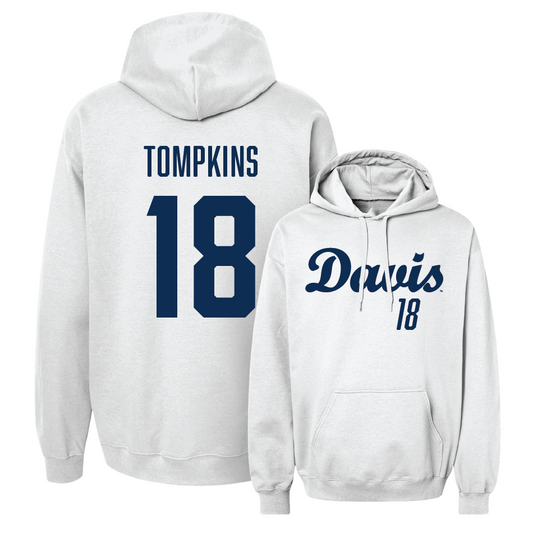 UC Davis Football White Script Hoodie - Trent Tompkins