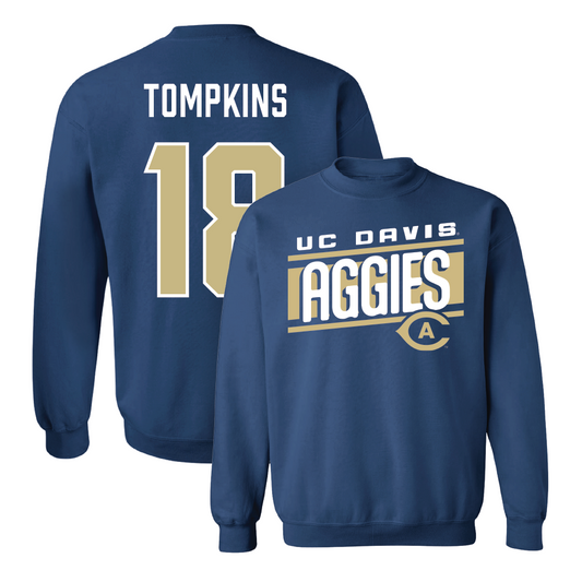 UC Davis Football Navy Slant Crew - Trent Tompkins