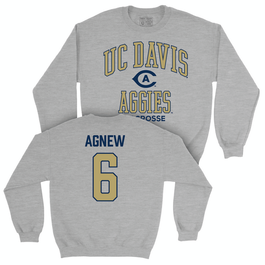 UC Davis Women's Lacrosse Sport Grey Classic Crew - Alex Agnew | #6 Small