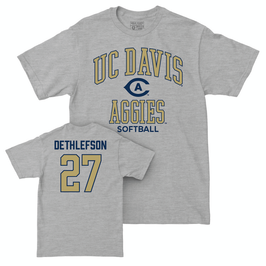 UC Davis Softball Sport Grey Classic Tee - Anna Dethlefson | #27 Small