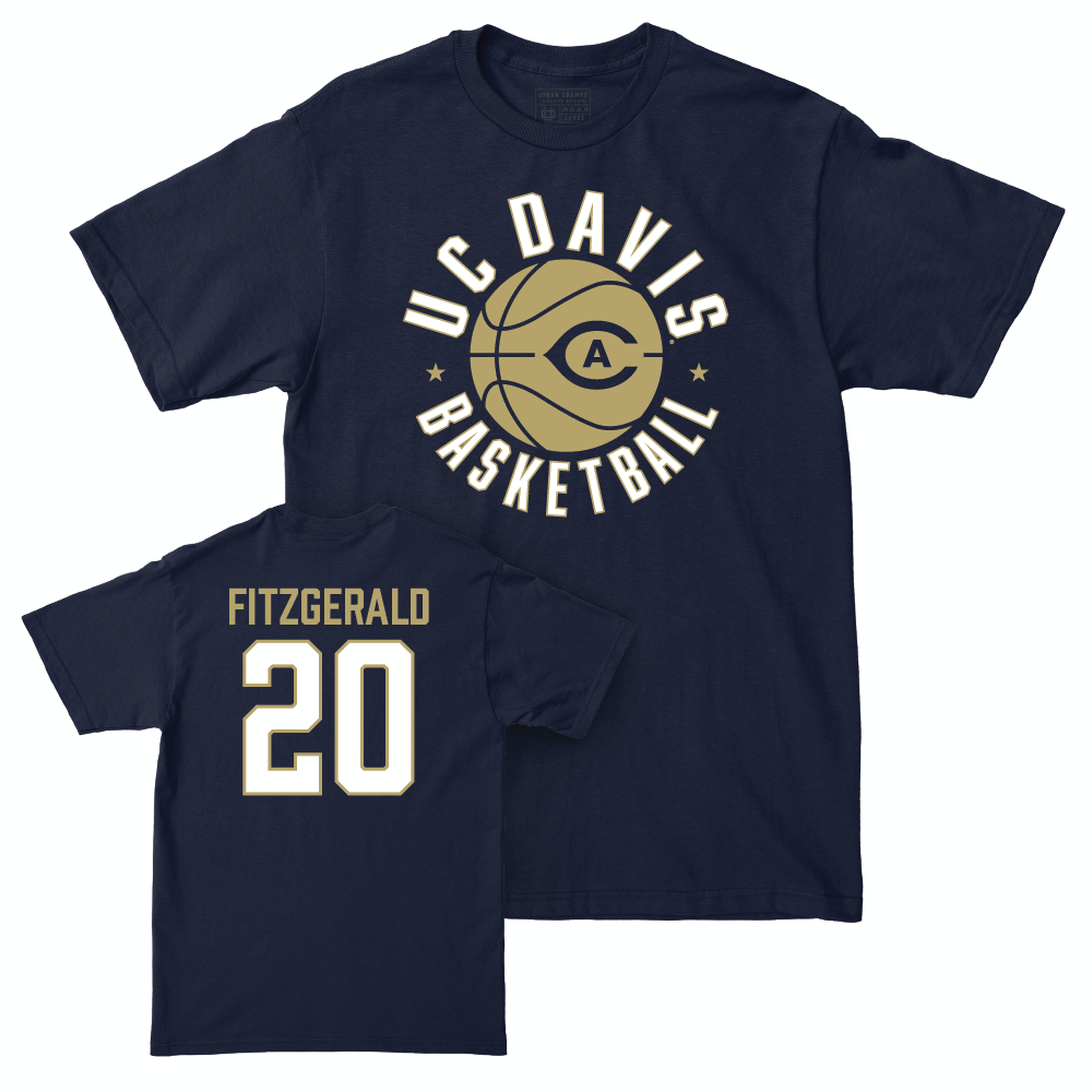 UC Davis Men's Basketball Navy Hardwood Tee - Ally Fitzgerald | #20 Small