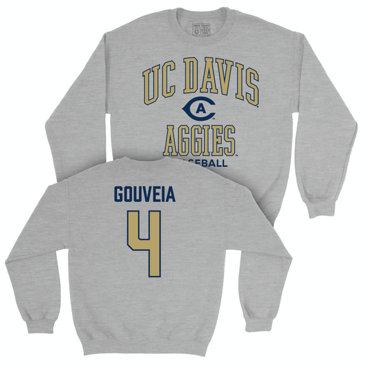 UC Davis Baseball Sport Grey Classic Crew - Alex Gouveia | #4 Small