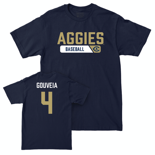 UC Davis Baseball Navy Staple Tee - Alex Gouveia | #4 Small