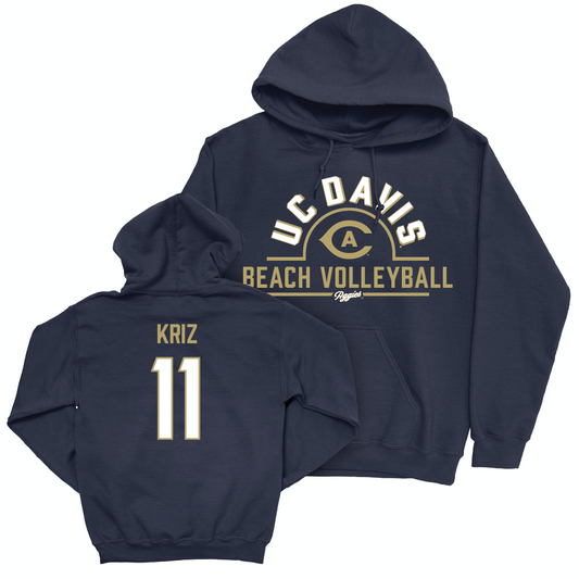 UC Davis Women's Beach Volleyball Navy Arch Hoodie - Alex Kriz | #11 Small