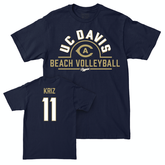 UC Davis Women's Beach Volleyball Navy Arch Tee - Alex Kriz | #11 Small