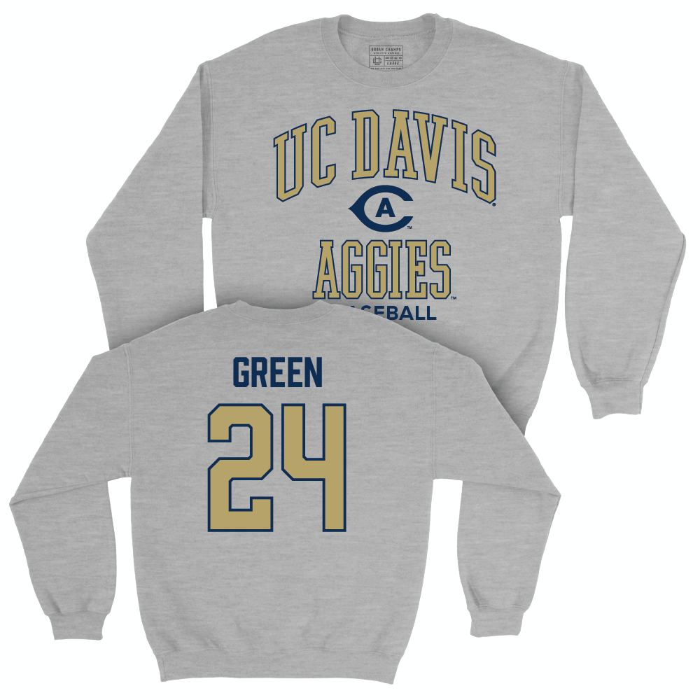 UC Davis Baseball Sport Grey Classic Crew - Bryan Green | #24 Small