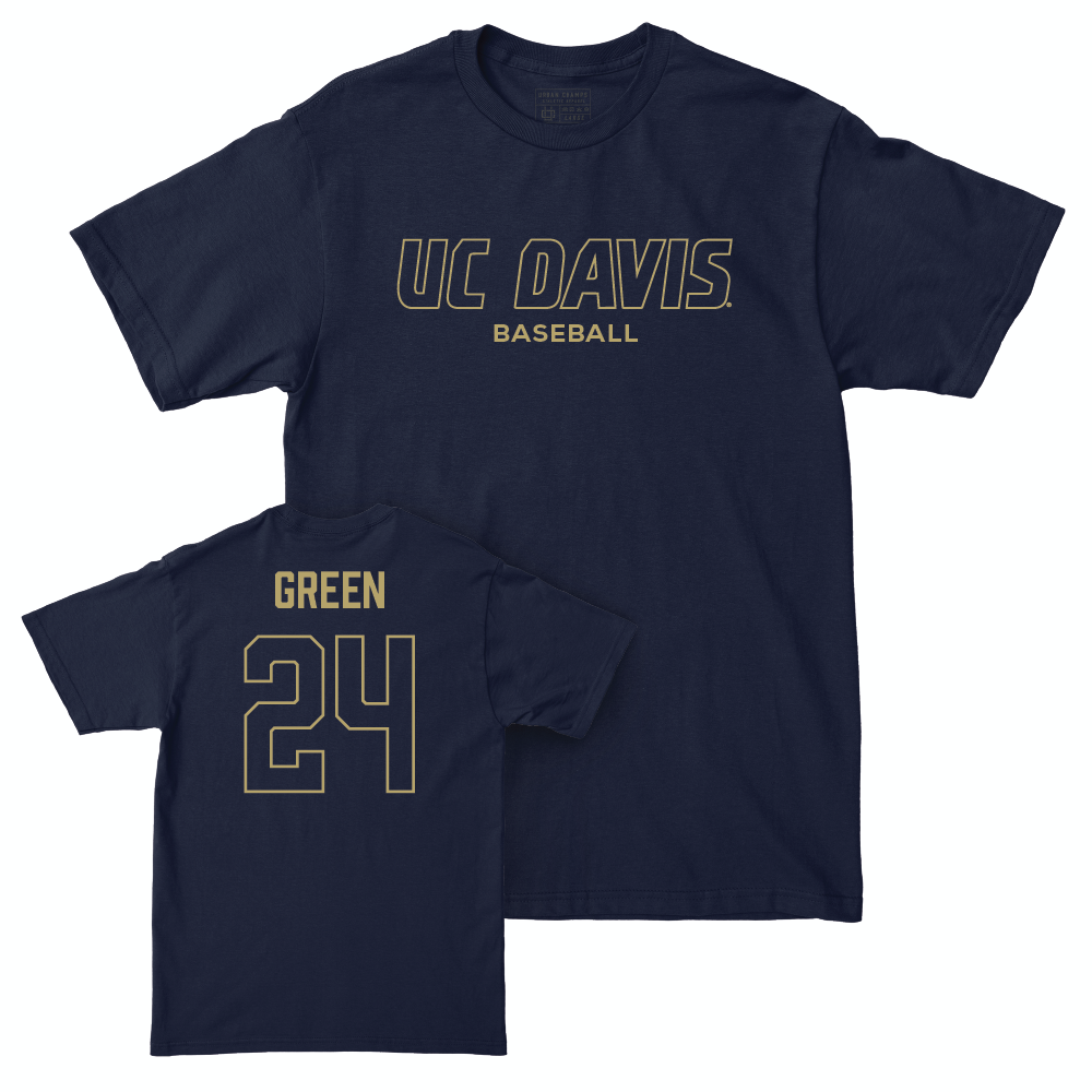 UC Davis Baseball Navy Club Tee - Bryan Green | #24 Small
