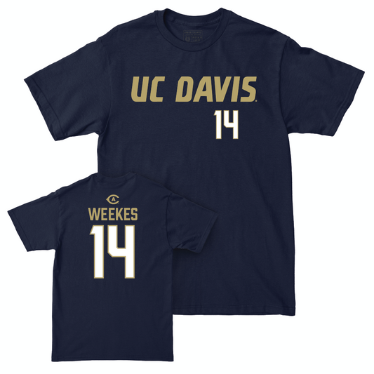 UC Davis Softball Navy Sideline Tee - Bri Weekes | #14 Small