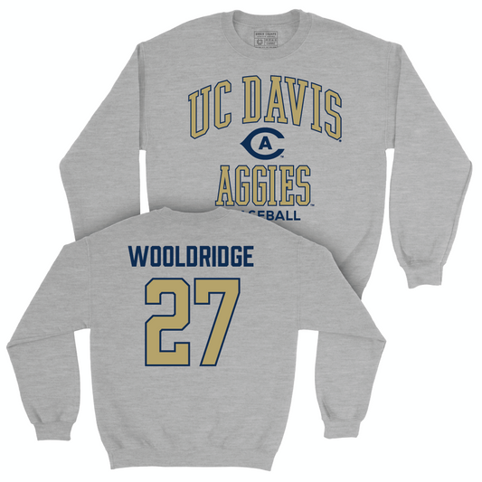 UC Davis Baseball Sport Grey Classic Crew - Braydon Wooldridge | #27 Small
