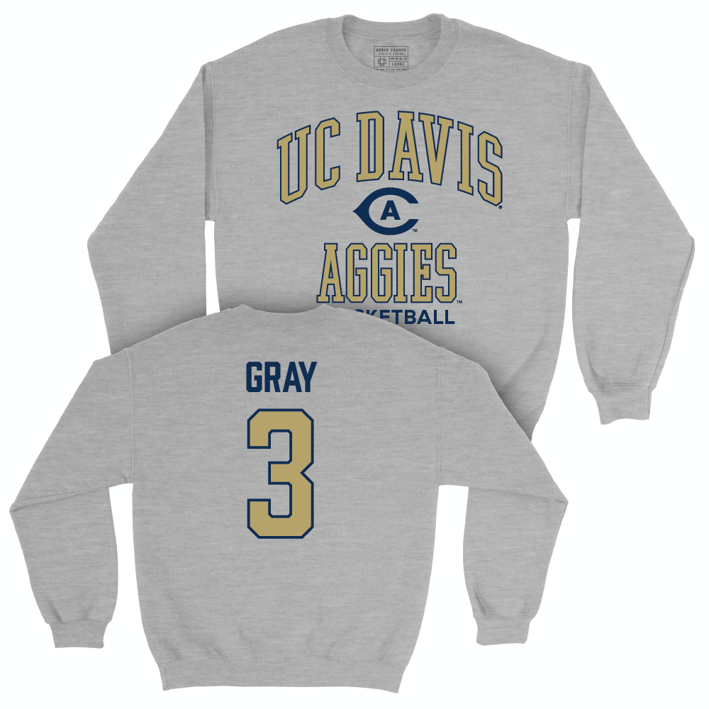 UC Davis Women's Basketball Sport Grey Classic Crew - Campbell Gray | #3 Small