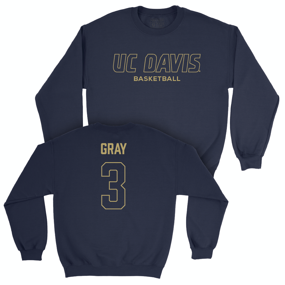 UC Davis Women's Basketball Navy Club Crew - Campbell Gray | #3 Small