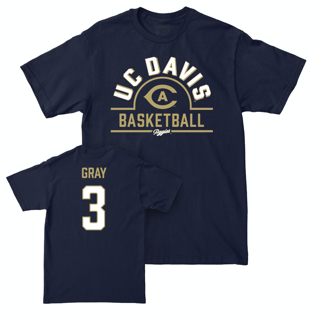 UC Davis Women's Basketball Navy Arch Tee - Campbell Gray | #3 Small