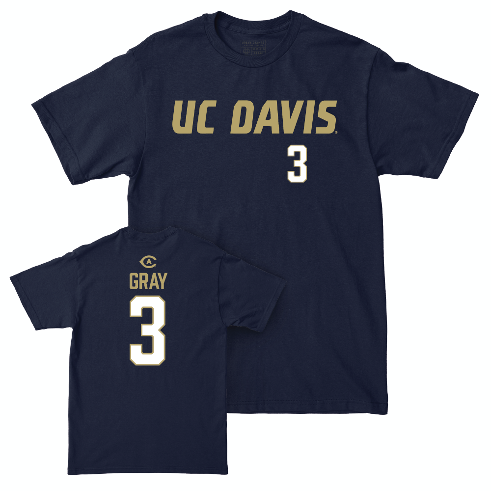 UC Davis Women's Basketball Navy Sideline Tee - Campbell Gray | #3 Small