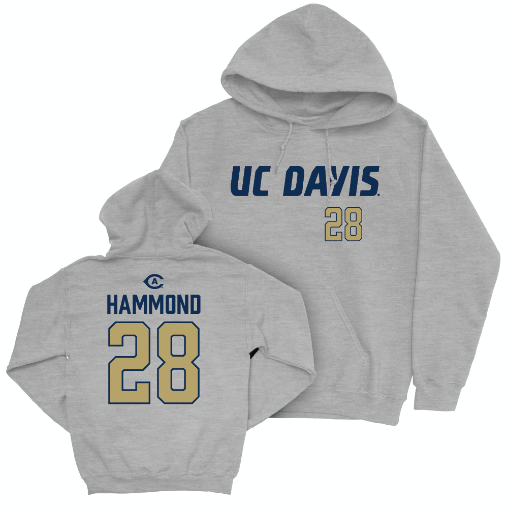 UC Davis Men's Soccer Sport Grey Aggies Hoodie - Carson Hammond | #28 Small