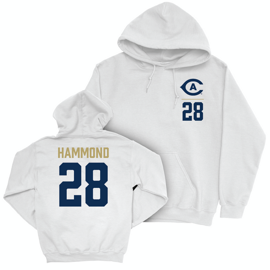 UC Davis Men's Soccer White Logo Hoodie - Carson Hammond | #28 Small