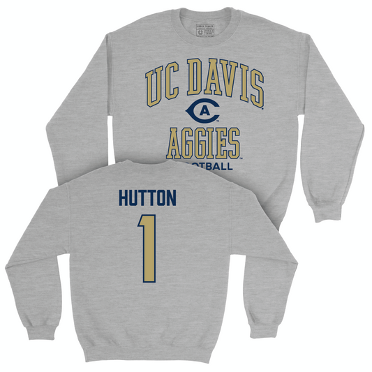 UC Davis Football Sport Grey Classic Crew - CJ Hutton | #1 Small