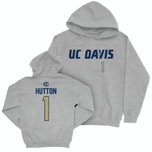 UC Davis Football Sport Grey Aggies Hoodie - CJ Hutton | #1 Small