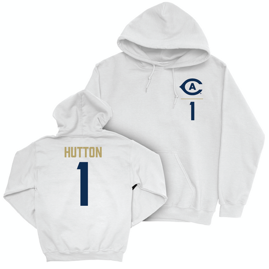 UC Davis Football White Logo Hoodie - CJ Hutton | #1 Small