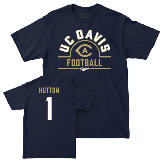 UC Davis Football Navy Arch Tee - CJ Hutton | #1 Small