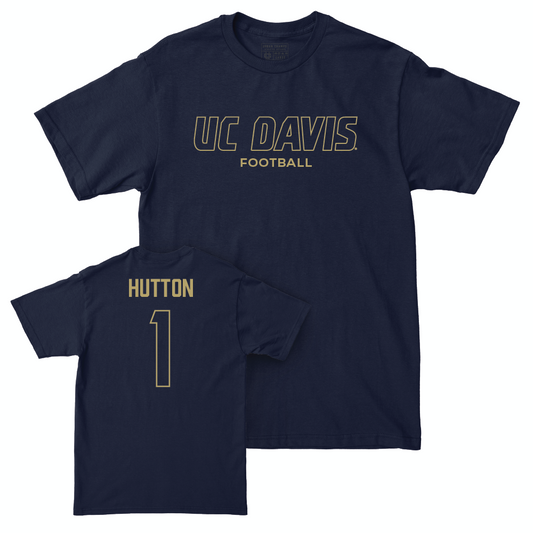 UC Davis Football Navy Club Tee - CJ Hutton | #1 Small