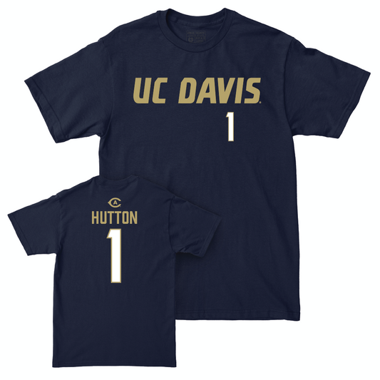 UC Davis Football Navy Sideline Tee - CJ Hutton | #1 Small