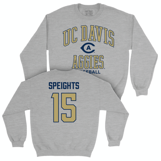 UC Davis Baseball Sport Grey Classic Crew - Carter Speights | #15 Small