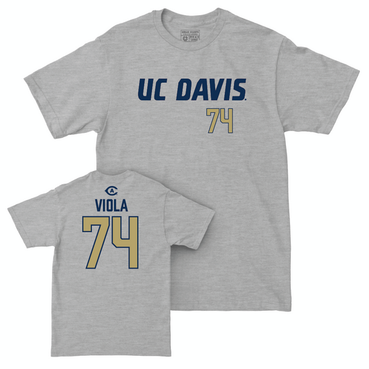 UC Davis Football Sport Grey Aggies Tee - Cristian Viola | #74 Small