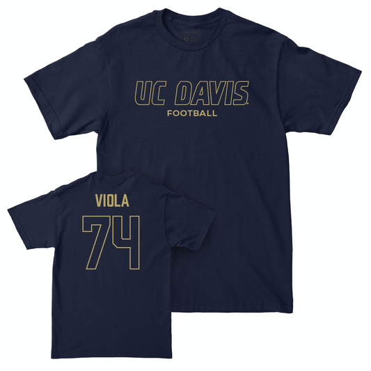 UC Davis Football Navy Club Tee - Cristian Viola | #74 Small