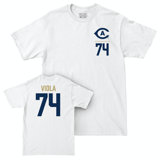 UC Davis Football White Logo Comfort Colors Tee - Cristian Viola | #74 Small